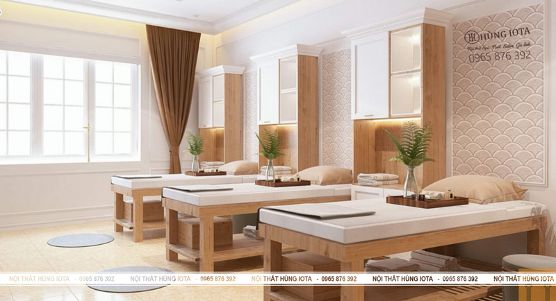 Thiết kế nội thất spa nhẹ nhàng màu gỗ - Nội thất Hùng Iota