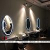 Gương cắt tóc tròn có đèn trong viền gương