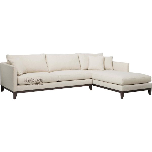 Ghế sofa gia đình chữ L màu trắng nhạt chất nỉ thô đep giá rẻ