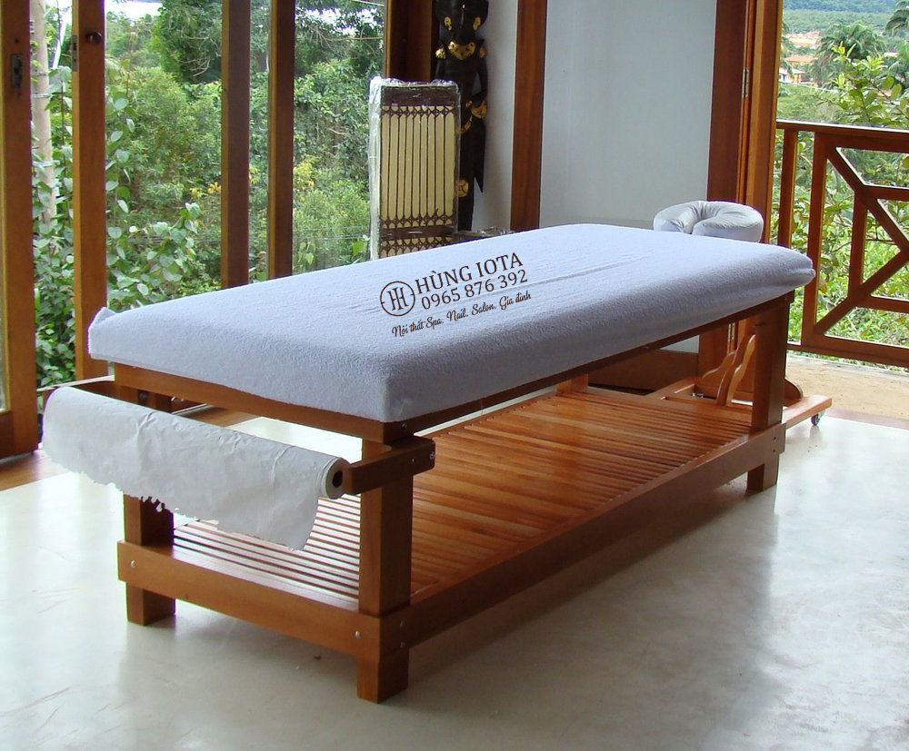 Giường massage body cao cấp cho khách sạn màu vàng gỗ