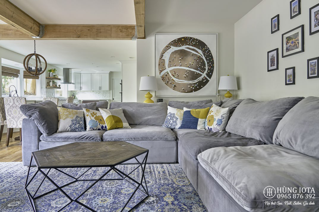 Sofa gia đình màu tím nhạt chữ L hay sofa chung cư màu tím nhạt đẹp giá rẻ