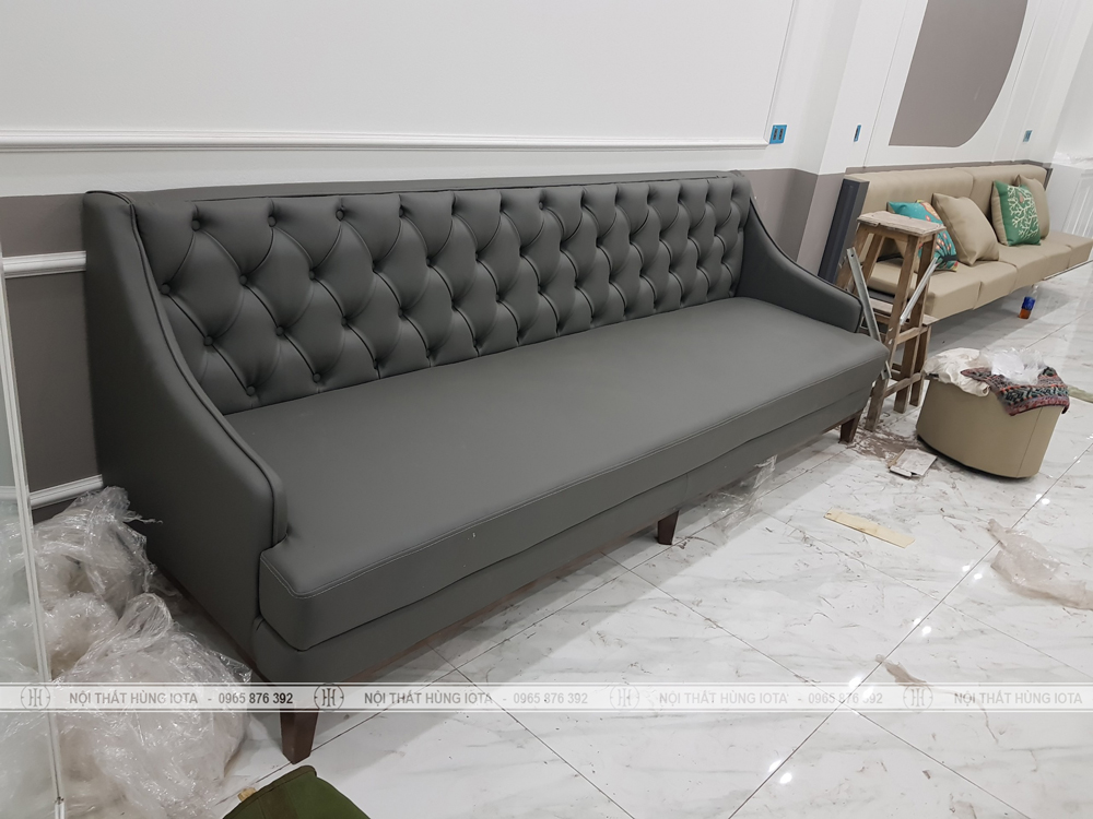 Sofa spa tân cổ điển đẹp giá rẻ màu xám đen cho Last Spa
