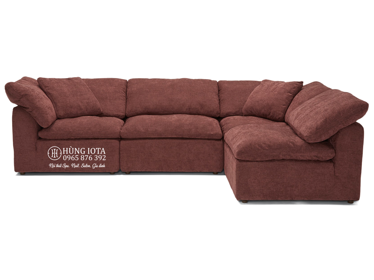 Ghế sofa chung cư chữ L màu đỏ gạch đẹp