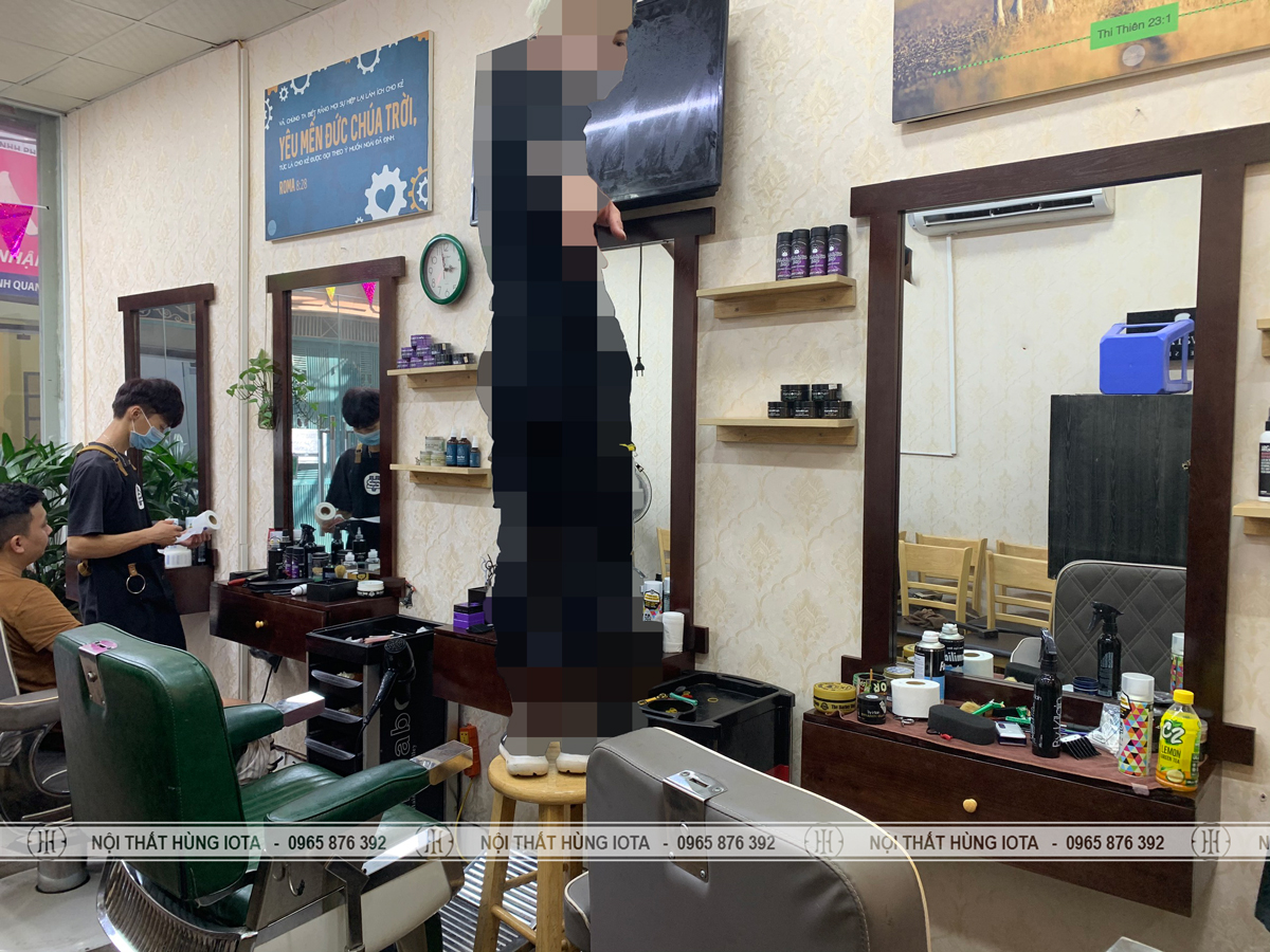Lắp đặt nội thất barber cắt tóc nam hình chữ nhật tại Hà Nội