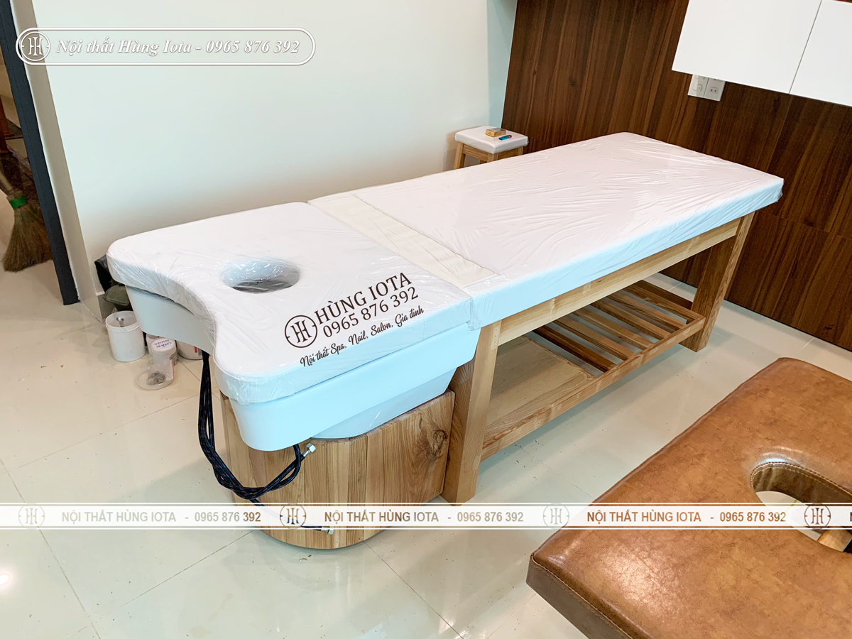 Giường spa 2 in 1 màu vàng vân gỗ ở Bắc Giang giá rẻ