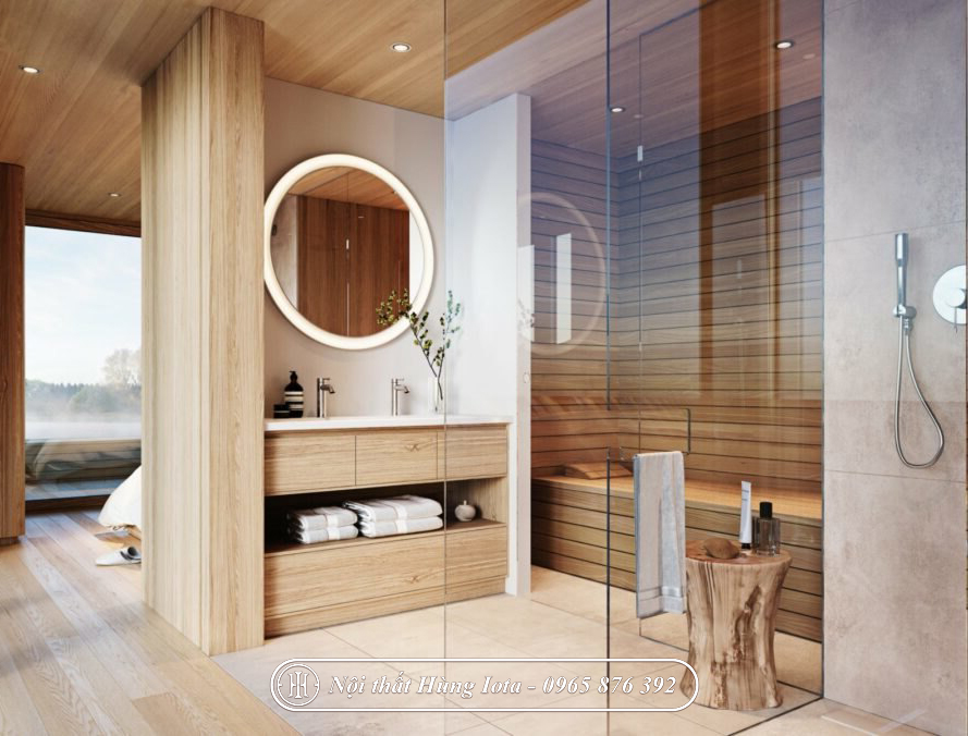 Tủ đựng khăn màu gỗ đẹp sang trọng cho spa, phòng xông, gia đình