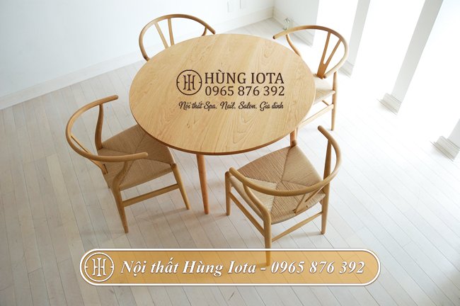 Bộ bàn ghế ăn gia đình màu gỗ wishbone đẹp giá rẻ phong cách decor