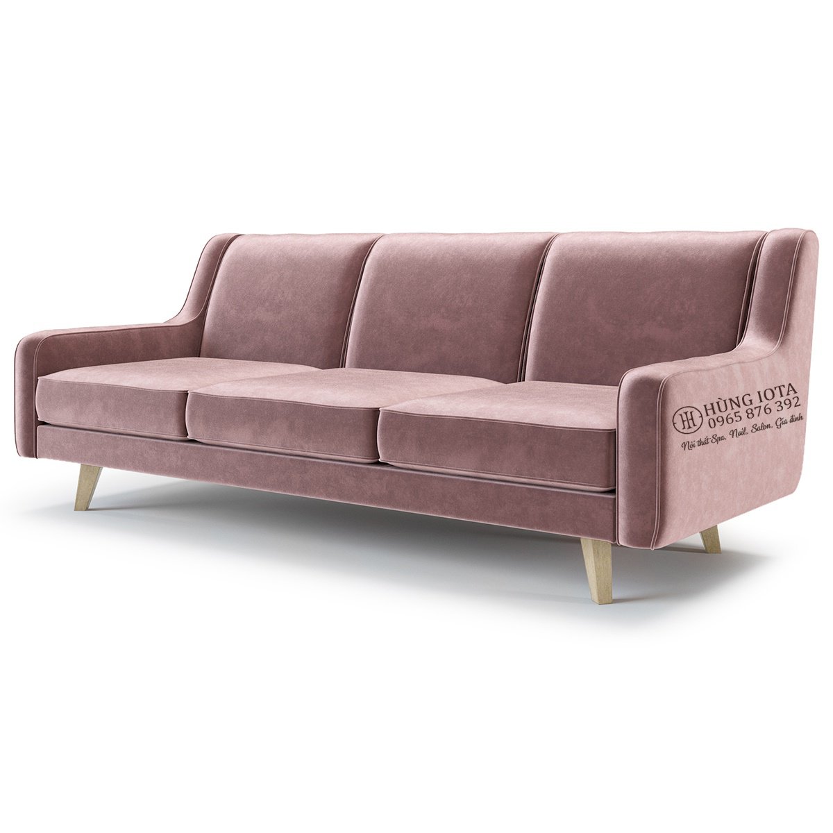 Ghế sofa bọc nhung màu hồng