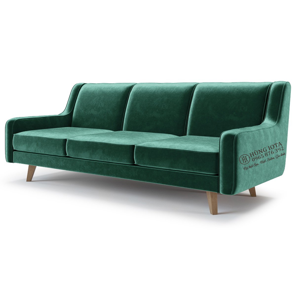 Ghế sofa bọc nhung màu xanh lá