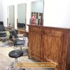 Quầy thu ngân màu gỗ xước cháy decor cho salon