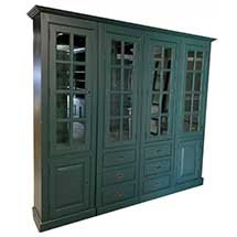 Tủ gỗ decor phòng khách gia đình màu xanh rêu chất lượng cao TSP54