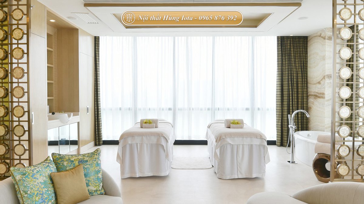 Giường massage spa màu trắng hiện đại