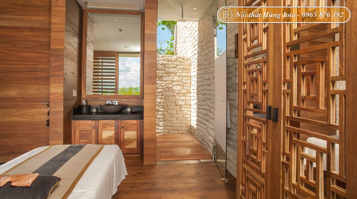 Thiết kế nội thất spa màu gỗ đẹp sang trọng 