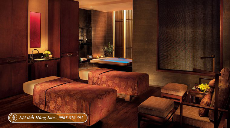 Thiết kế nội thất spa phong cách Trung Hoa tông nâu đỏ
