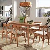 Bộ bàn ghế ăn mặt trăng 6 ghế màu gỗ tự nhiên decor bếp đẹp BGA28