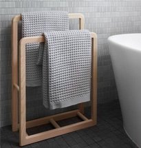 Giá treo khăn phòng tắm 2 tầng màu gỗ hình chữ nhật bo góc KG41