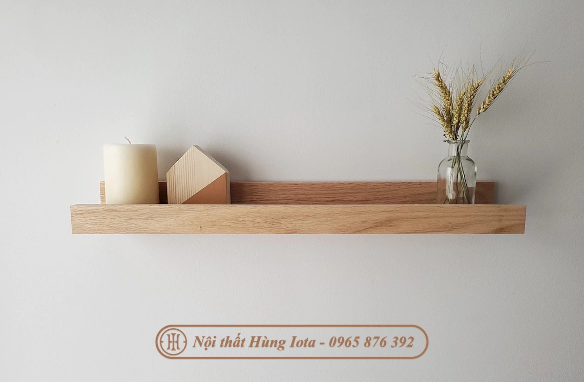 Kệ gỗ treo tường đơn giản decor phòng khách, phòng ngủ