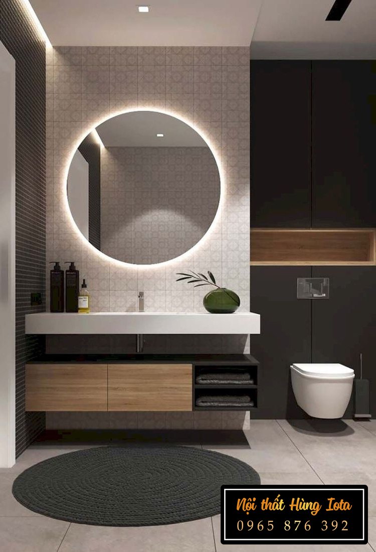 Gương đèn led tròn decor phòng tắm, phòng ngủ gia đình