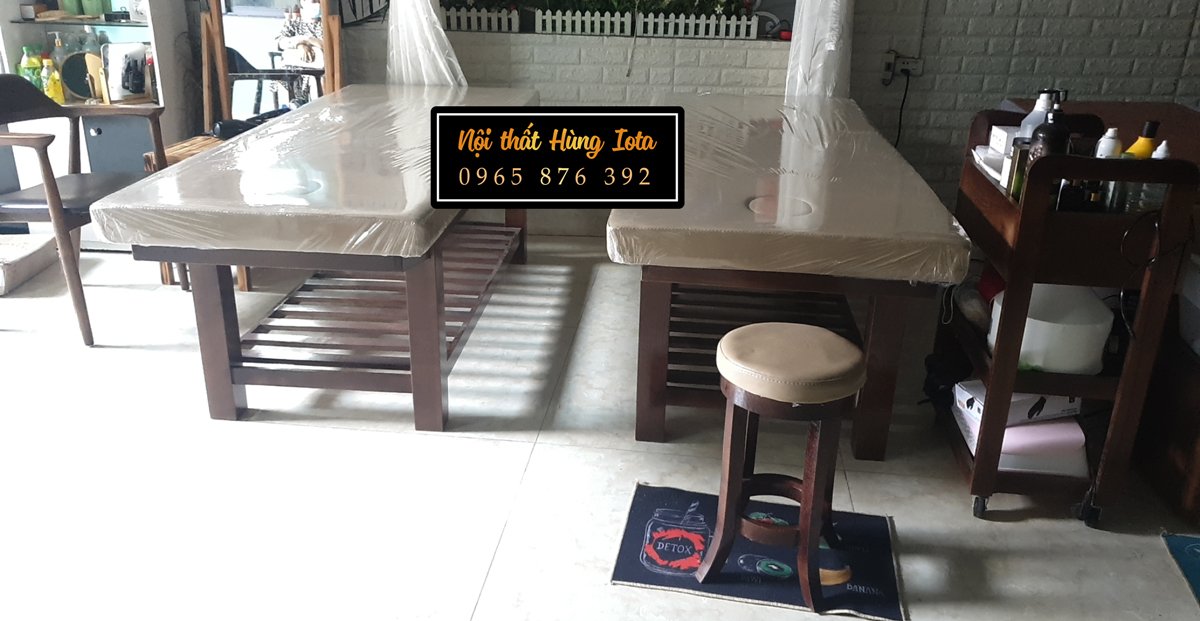 Setup nội thất dưỡng sinh đông y màu óc chó ở Bắc Ninh