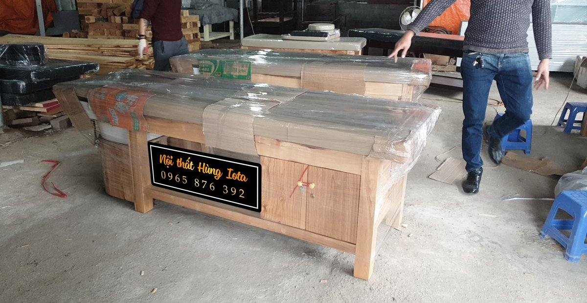 Giường gội đầu dưỡng sinh có tủ gỗ tần bì ở Lào Cai
