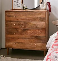 Tủ quần áo nhỏ 5 ngăn kéo gỗ tần bì decor TDD77