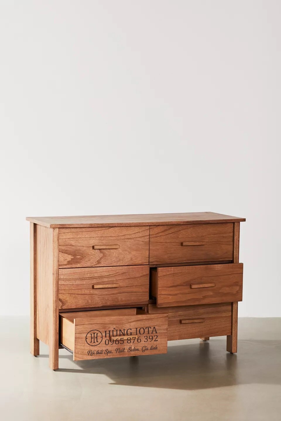 Tủ gỗ tối giản 6 ngăn đựng đồ trang điểm, trang sức