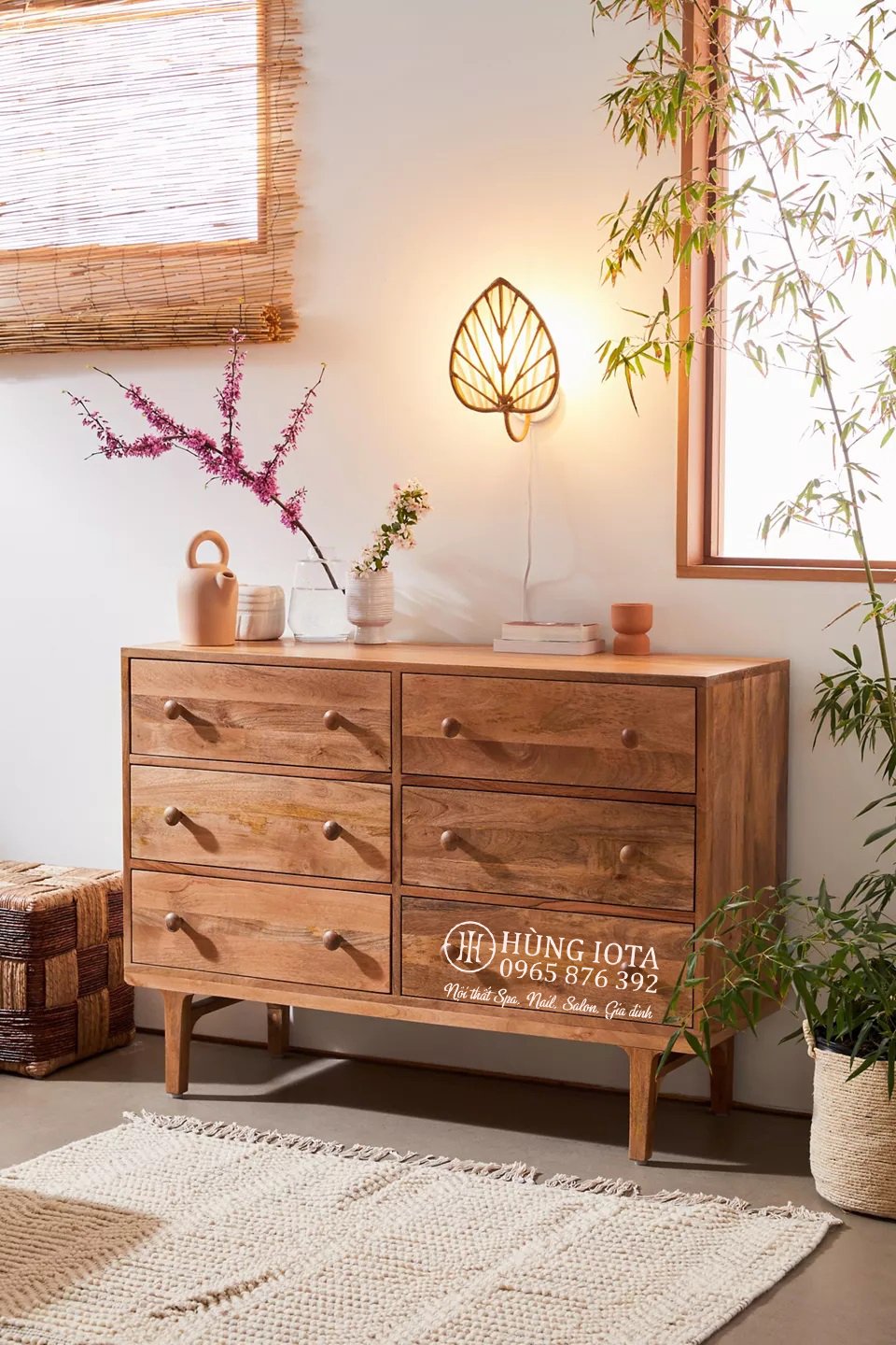 Tủ trang điểm phong cách cổ điển màu nâu gỗ đẹp mộc mạc TDD71