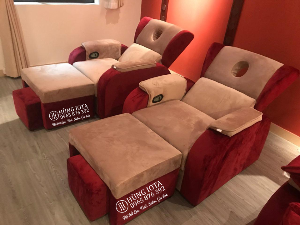Mẫu ghế massage chân hiện đại bọc nỉ màu đỏ