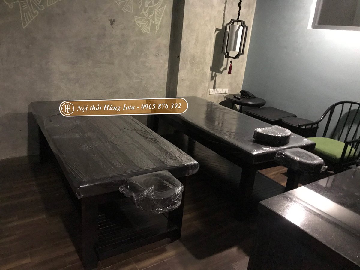 Giường massage spa gỗ cao cấp lắp đặt tại Hoàn Kiếm