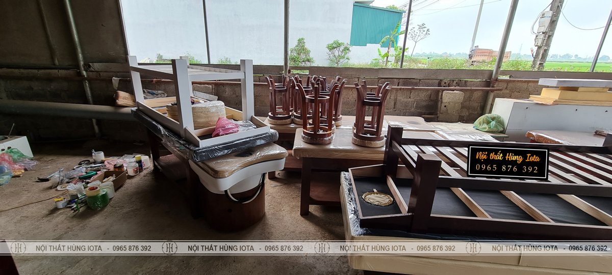 Xưởng sản xuất giường massage gỗ sồi cho gia đình, spa
