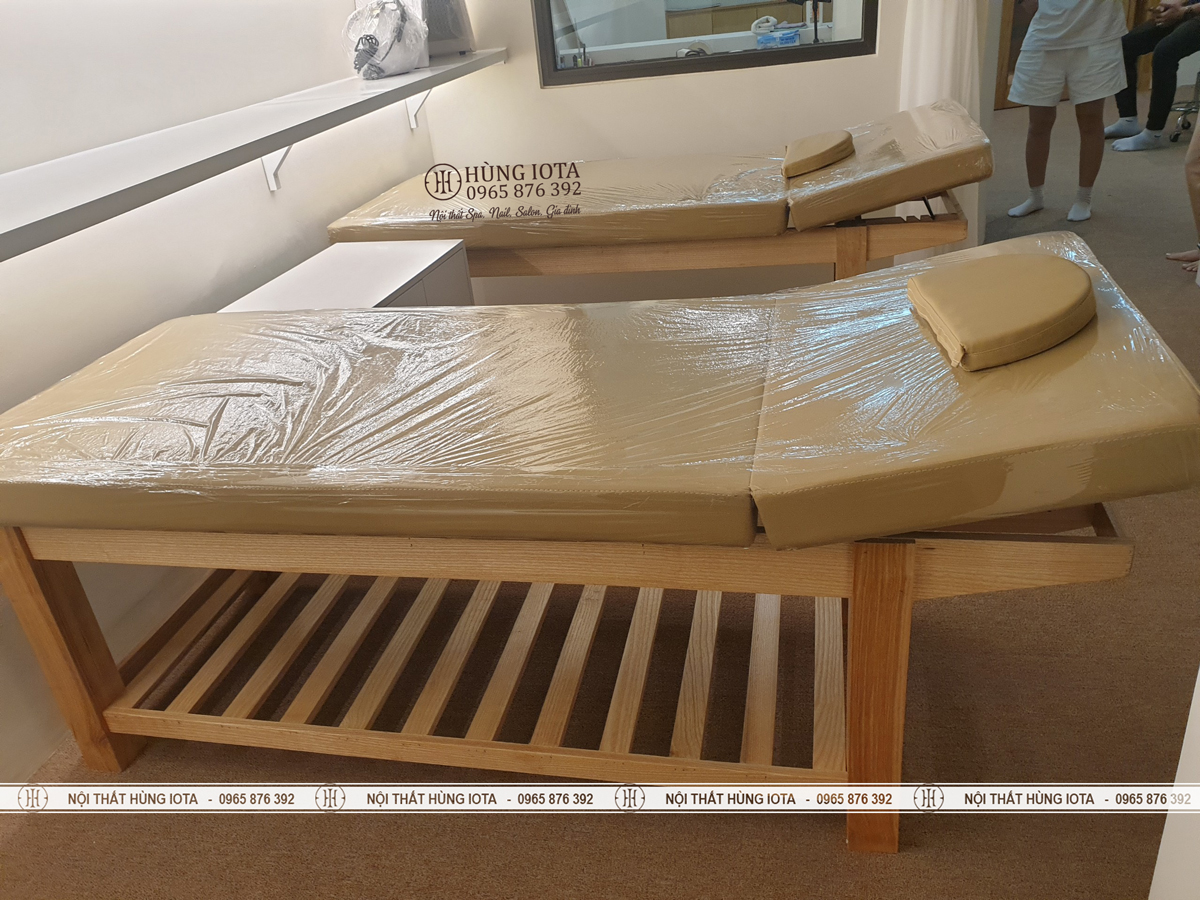 Giường spa nâng đầu màu gỗ chất lượng cao cấp
