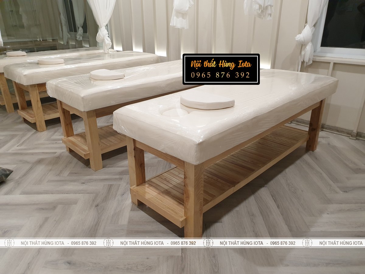Setup giường massage body gỗ sồi tại Hà Nội