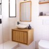 Tủ treo tường phòng tắm màu gỗ tự nhiên