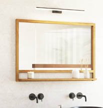 Gương nhà tắm hình chữ nhật decor có giá đựng đồ GNT002
