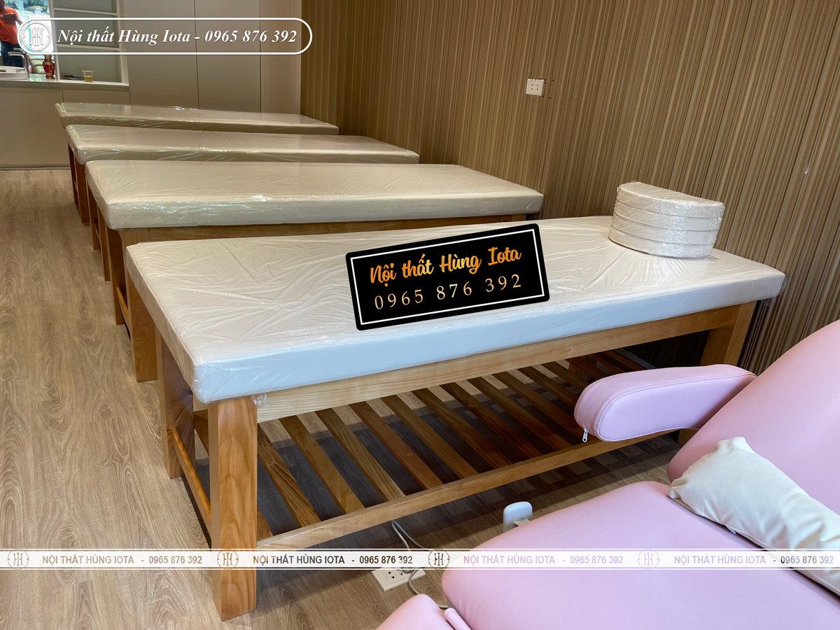 Giường massage cao cấp màu gỗ sồi
