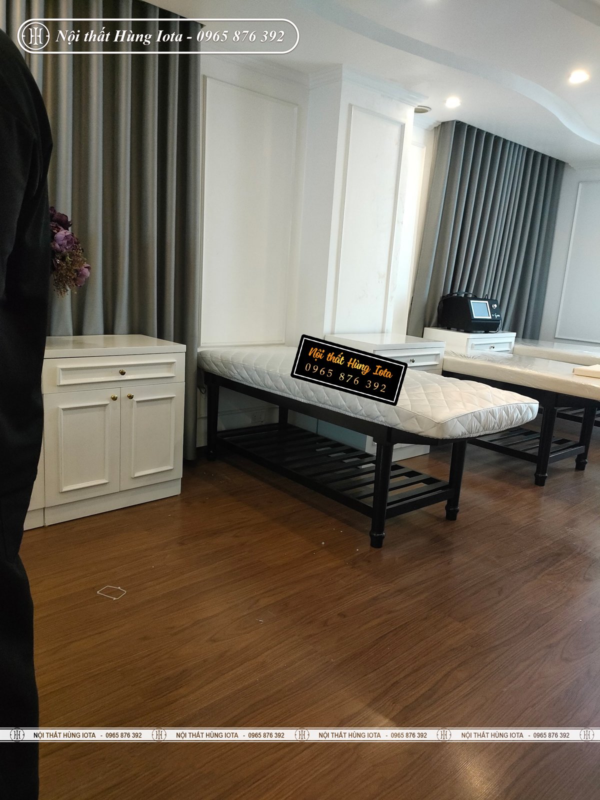 Setup giường spa màu đen tại Thái Nguyên