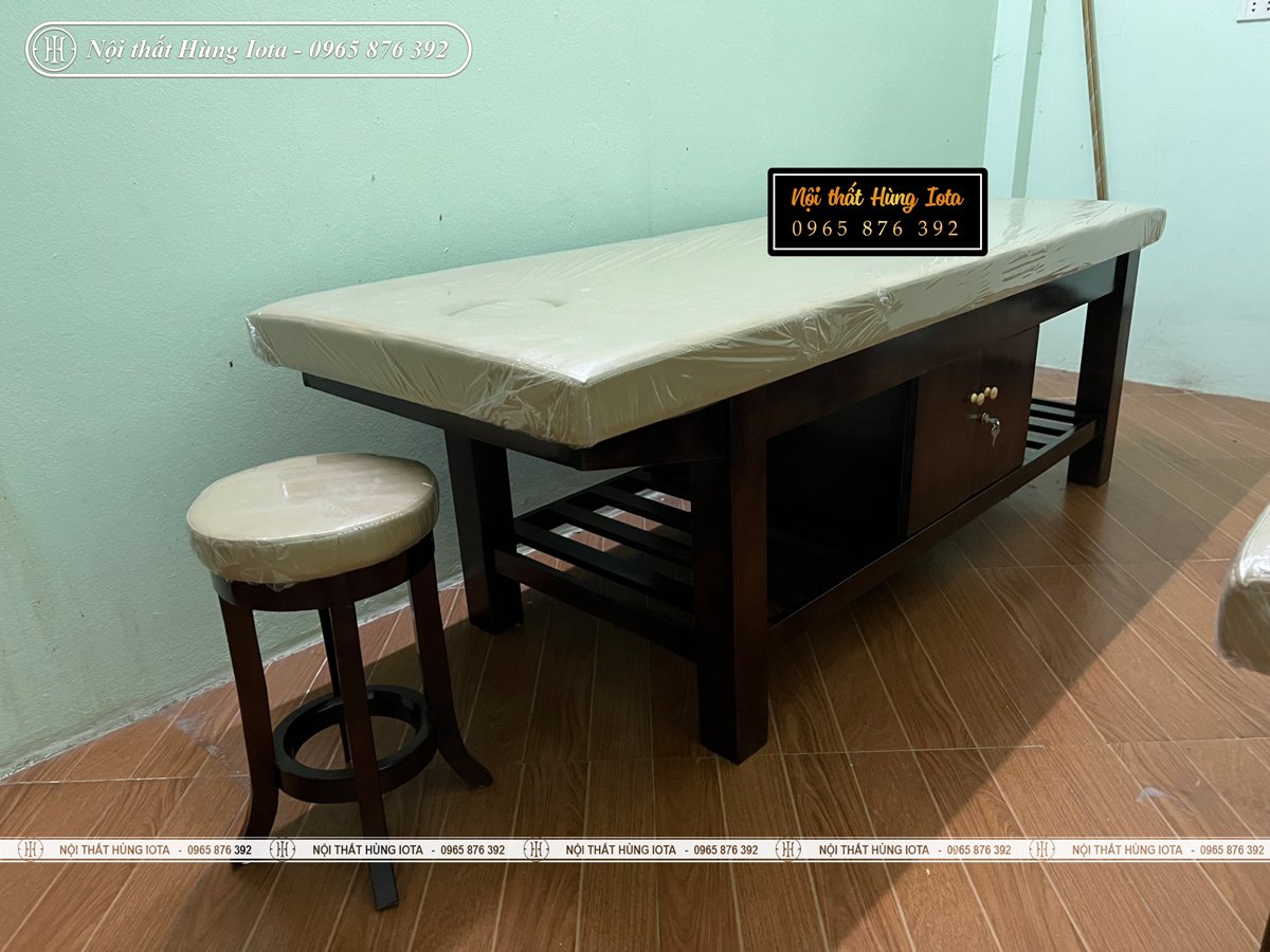 Lắp đặt giường spa có tủ gỗ sồi tại Long Biên