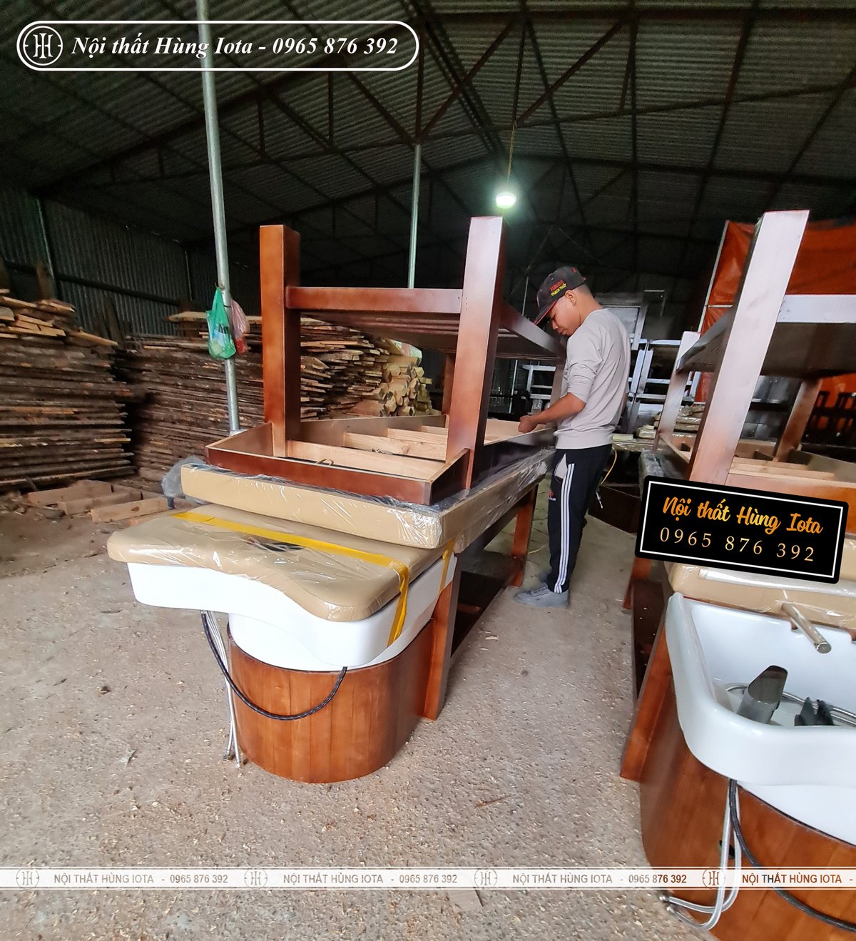 Xưởng sản xuất giường gội đầu và giường spa tại Quảng Ninh