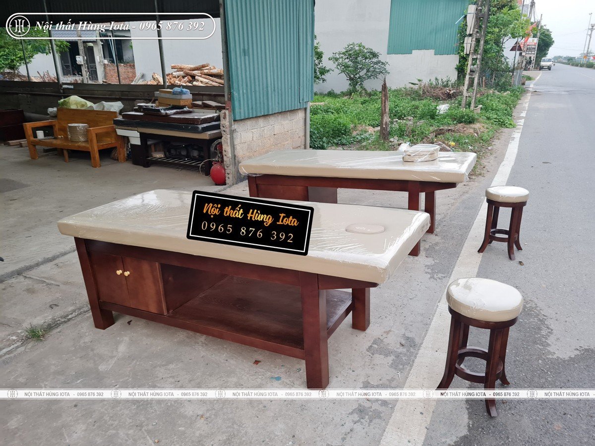 Sản xuất giường spa có tủ cho khách hàng ở Quảng Ninh