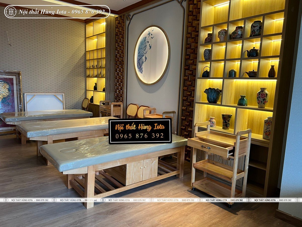 Giường spa màu gỗ tự nhiên cho Osum spa