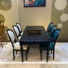 Bàn ghế ăn cổ điển 6 ghế màu xanh đen
