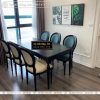 Bộ bàn ghế ăn gia đình 6 ghế cổ điển màu đen xanh