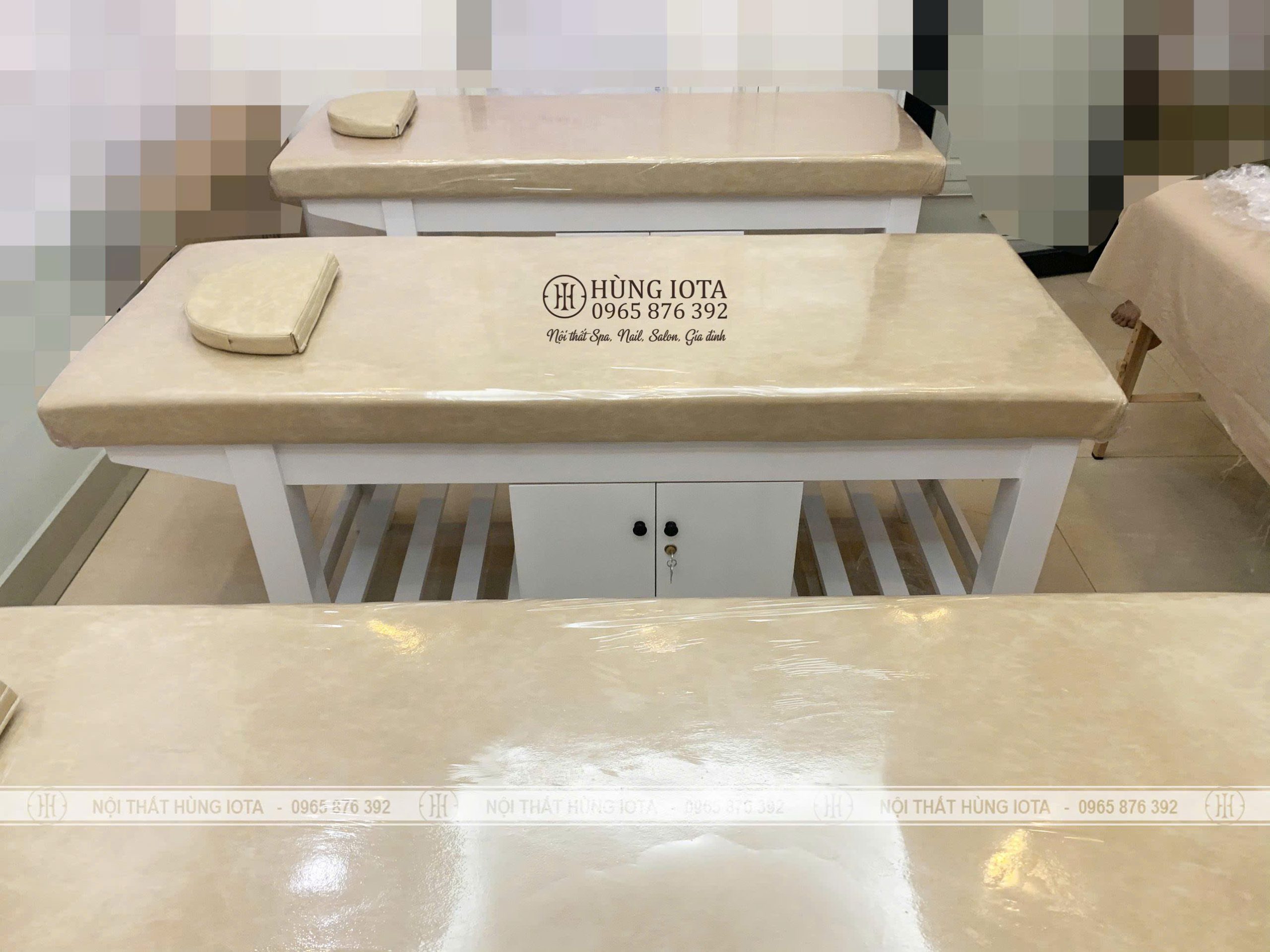 Mẫu giường spa có tủ hiện đại