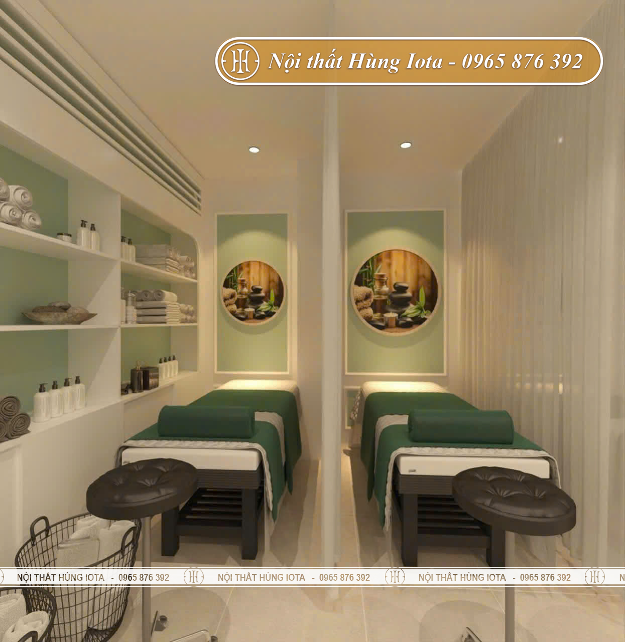 Thiết kế nội thất spa màu đen trắng