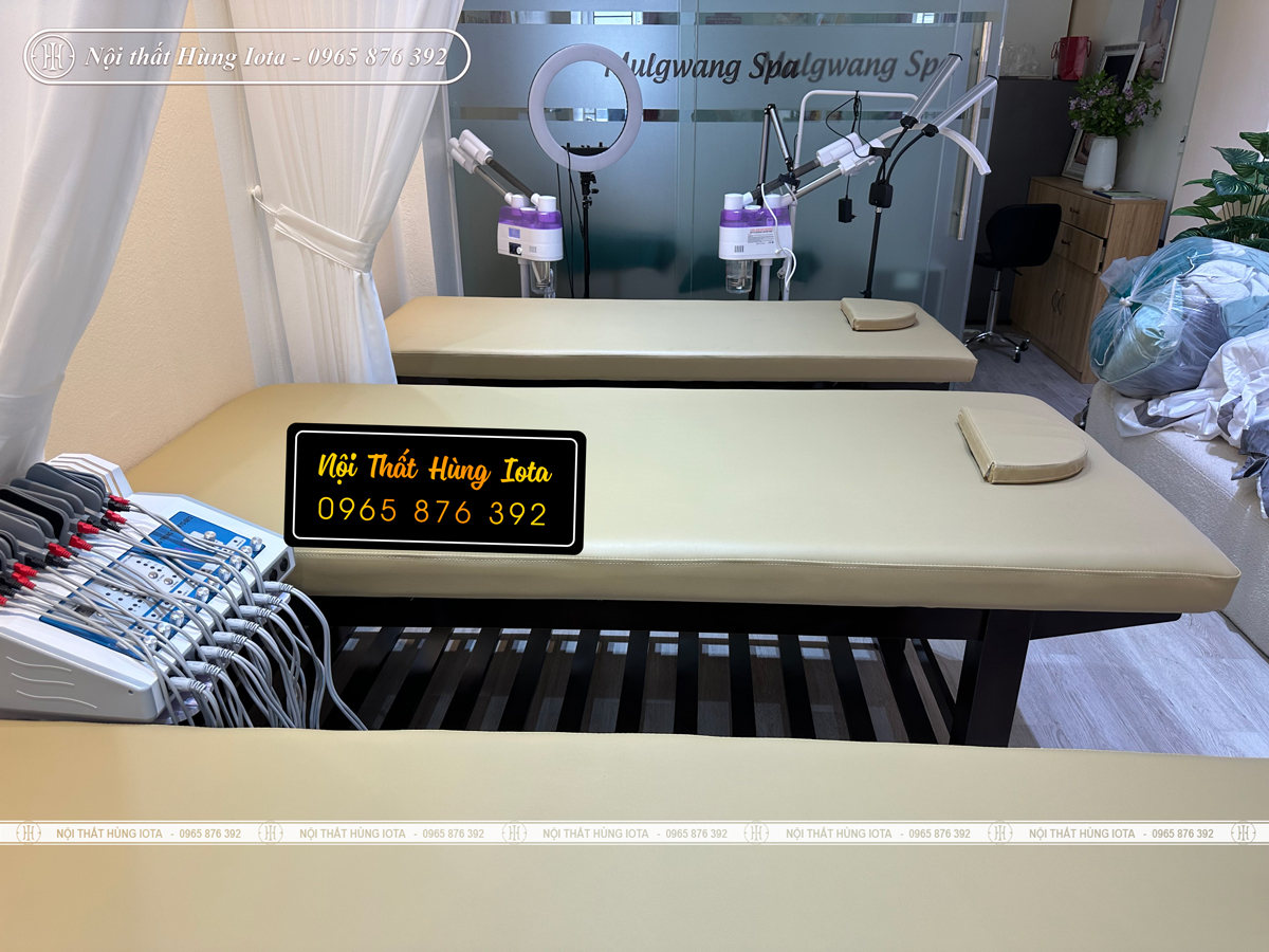 Lắp đặt giường massage body gỗ tại Bắc Ninh đệm mút mềm