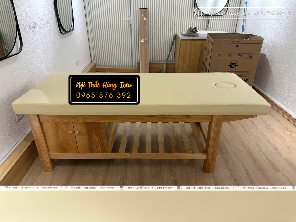 Lắp đặt giường massage spa khung gỗ chắc khỏe tại Nguyễn Chí Thanh