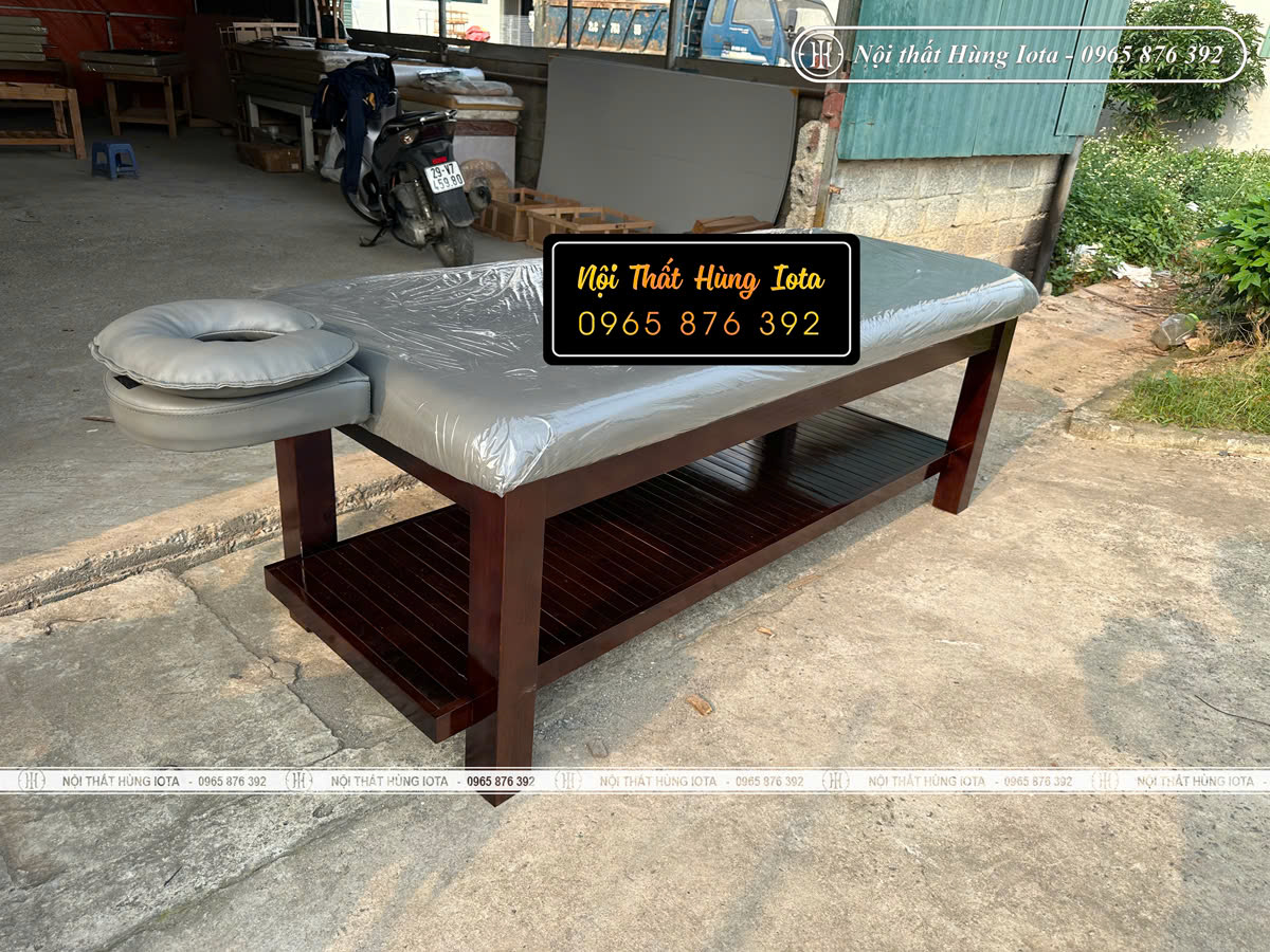 Xưởng sản xuất giường spa cao cấp đệm mềm, khung gỗ sồi