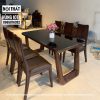 Bàn ăn chân chữ U 6 ghế 2 lá