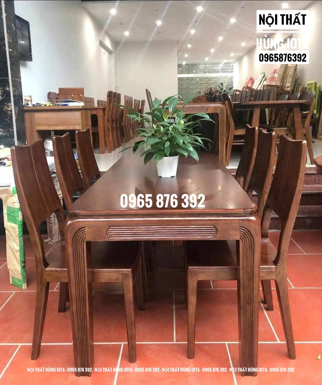 Bàn ăn chung cư cao cấp 6 ghế gỗ sồi