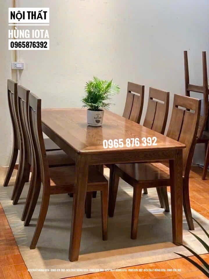 Mẫu bàn ăn chung cư cao cấp 6 ghế 2 lá